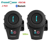 2 Sets 500 M Full Duplex Bluetooth Motocicleta Intercomunicador Del Casco BT Interphone Headset Intercomunicador Inalámbrico Para Teléfono/GPS/MP3 + FM