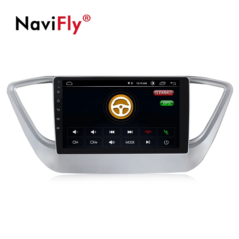 Top NaviFly car multimedia player for hyundai solaris verba 2017 2018 with Android 8.1 support GPS navigation wifi Bluetooth 5