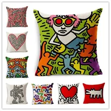 

Graffiti Style Painting Keith Haring Printed Bed Sofa Cushion Cover Home Decorative Throw Pillow Fundas Para Almofadas Cojines
