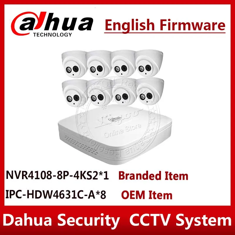 Экспресс-доставка, камера слежения Dahua Системы 6MP IP Камера IPC-HDW4631C-A мы работаем по OEM и 8POE NVR4108-8P-4KS2 наблюдения P2P Системы s