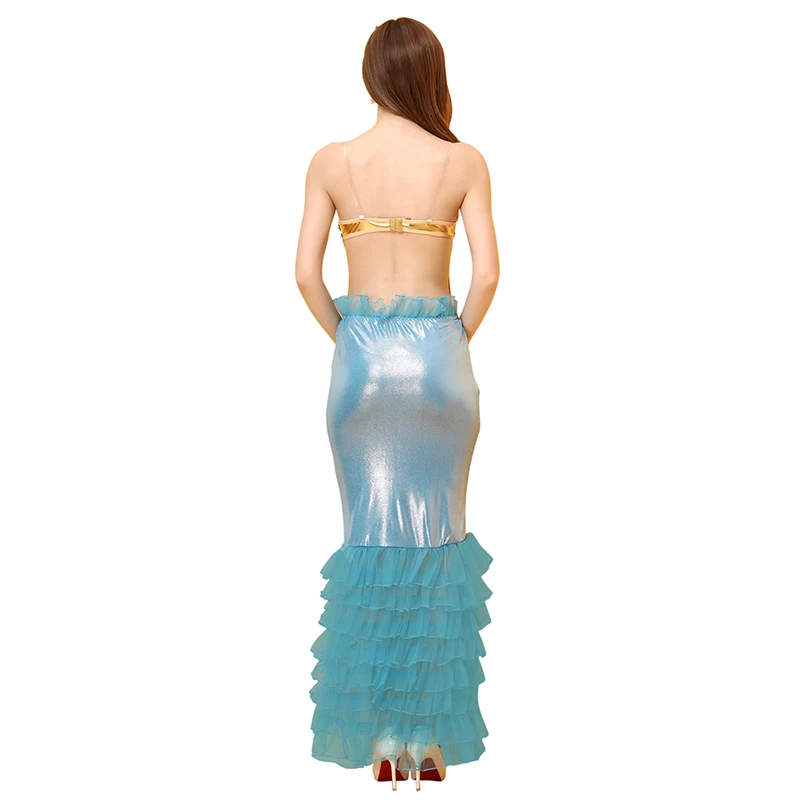Womens Mermaid Halloween Costume Cosplay Party Sequins Maxi Dress Tail Skirts