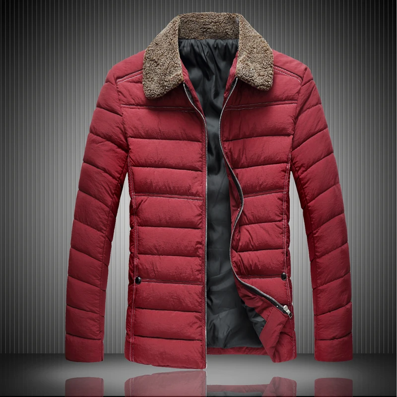 جديد وصول الرجال ستر 2018 بدوره إلى أسفل طوق الشتاء السترات الرجال القطن نوعية جيدة قصيرة عارضة معاطف أوم زائد حجم M-3XL