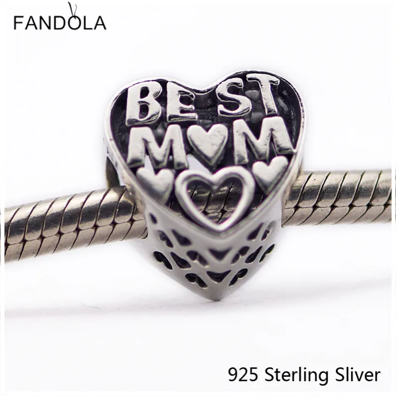 CKK 925 Sterling Silver Best Mum Heart Charms Original Beads Fits For