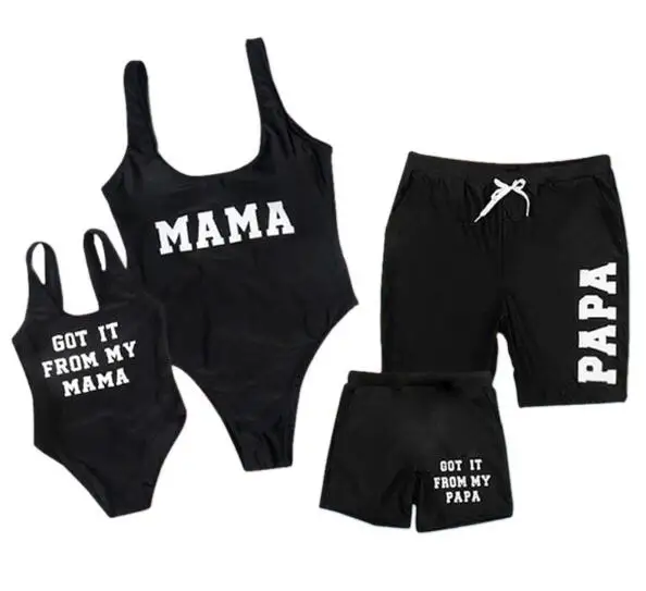 Семейный купальный костюм, купальный костюм для мамы и дочки, Бразильское бикини, пляжная одежда, плавки, Мужской купальный костюм - Цвет: black