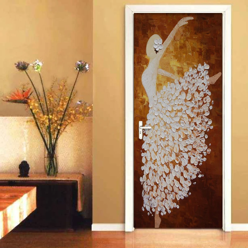 

Decor Sticker Self Adhesive Bedroom Dancing Girl Canvas Print Art Door Picture DIY Renovation Mural Waterproof New Home Design