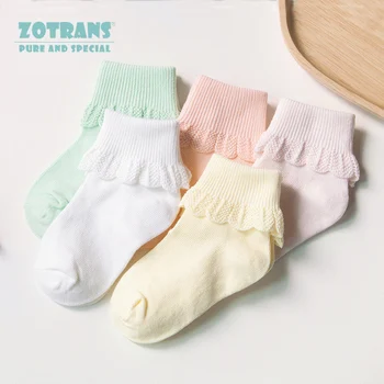

5 Pairs/lot Cute Baby Girl Cotton Ruffle Socks Newborn Breathable Princess Lace Short Sock Lot for Baby Girls Clothing Accessory