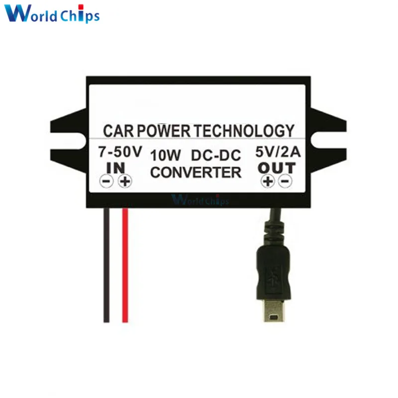 От 12 В до 5 В пост 2A 10 Вт DC-DC автомобиля Мощность преобразователь Регулятор Водонепроницаемый Шаг вниз Напряжение мини микро USB синхронное детектирование