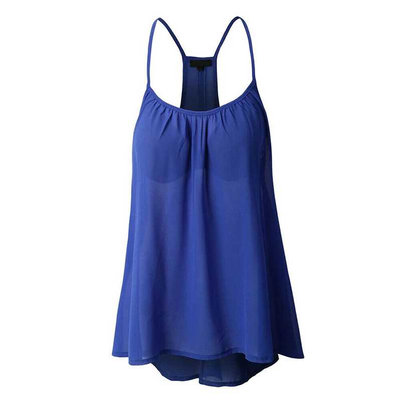 BBYES Women Chiffon Shirt Summer Strappy Swing Vest Blouse Women's Clothes Ladies Casual Loose Oversized Shirts Femme Blusas
