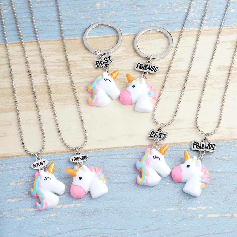 

2019 Fashion animal key chain best friends necklace best friend forever BFF pendants gift for kids friends accessories trinket