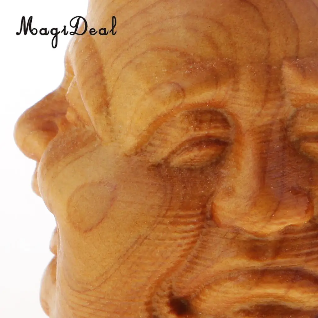3pcs Hand Carved Wooden Ornament Buddha Statue Home Office Sculptures