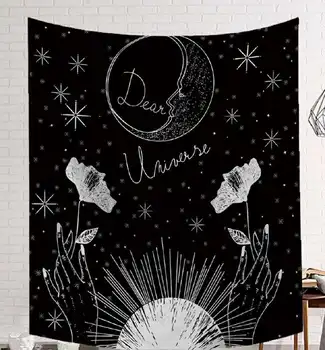 

CAMMITEVER Vintage Black Stars Galaxy Galaxy Tapestry Wall Decoration Yoga Beach Cloth Sun Block Dark Constellation Shawl 2019