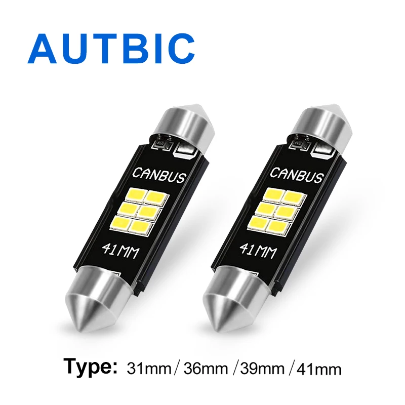 1 шт. 31 мм 36 39 41 светодиодный Canbus Festoon C5W лампочка для автомобиля 12 В 2835 6 SMD Белая