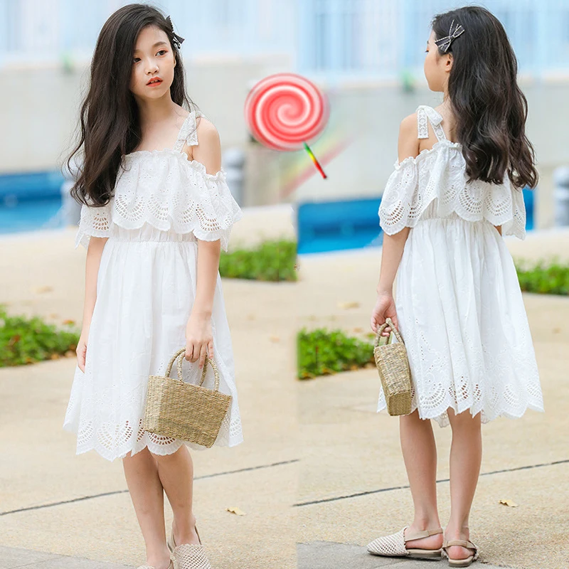 

2019 Toddler Dress Summer White Off Shoulder Princess Dress Baby Girl Clothes Holiday Beach Dress Kids Clothing 9 Robe Fille Ete