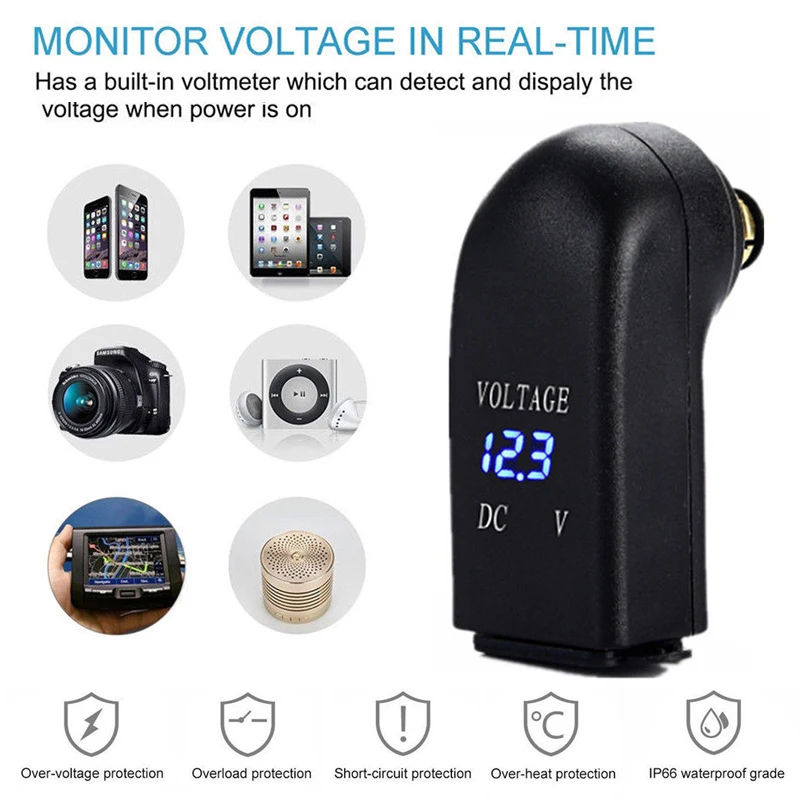 New Arrival Motorcycle Dual USB 4.8A Charger Adapter LED Digital Voltmeter For BMW USB Adapter Voltmeter