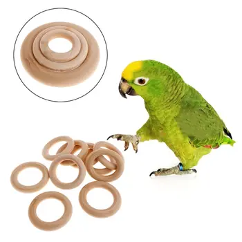 

10 Pcs/Set Natural Wooden Ring Home Decoration Pet Parrot Bird Parakeet Toys Bite Chew Molar Teeth Grind Toy DIY