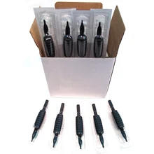 19 мм тату ручка с иглы, Круглый наконечник Черный одноразовые боди-арт тату иглы ручка наконечник трубы стерилизованный 5 шт./кор