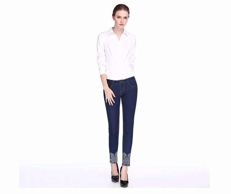 Джинсы со средней талией с вышивкой Бабочки модные женские джинсы длиной до щиколотки весна лето узкие женские сексуальные джинсы Femme