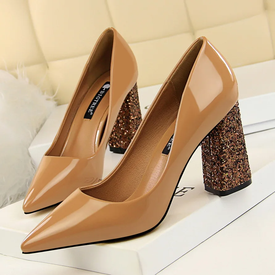 Discoteca Ds amarillo Boca Baja 16 Zapatos Altos Ásperas Alto desnuda Tacón Charol Tacones De Lentejuelas Poadisfoo Negro blanco rosado Para caqui Sexis rojo Con 828 66xBZPwv