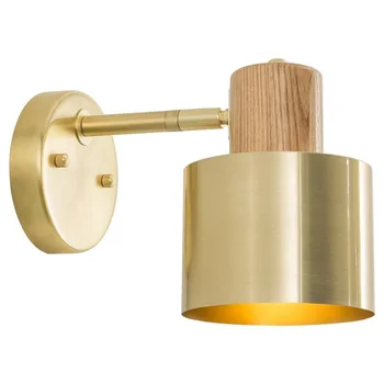 

DOXA Nordic Wooden LED Wall Lamp Beside Bedroom Living Room Bathroom Mirror Light Modern Copper Wall Sconce Wandlamp Lighting