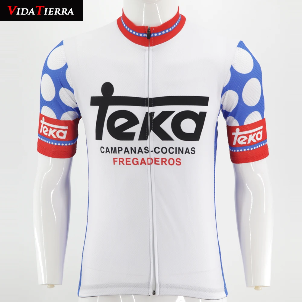 

2019 VIDATIERRA men cycling jersey white blue pro racing team go pro Summer lucky Outdoor sports classic cool Retro bike jersey