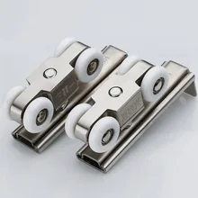 1 Set Stainless Steel Sliding Door Roller Bear 30KG Home Room Wardrobe Wood Door Hanging Wheels For Furniture Hardware Wheel whism 8 pcs lot stainless steel sliding door wheel cabinet nylon wheels hanging wheel parts door rollers door hardware