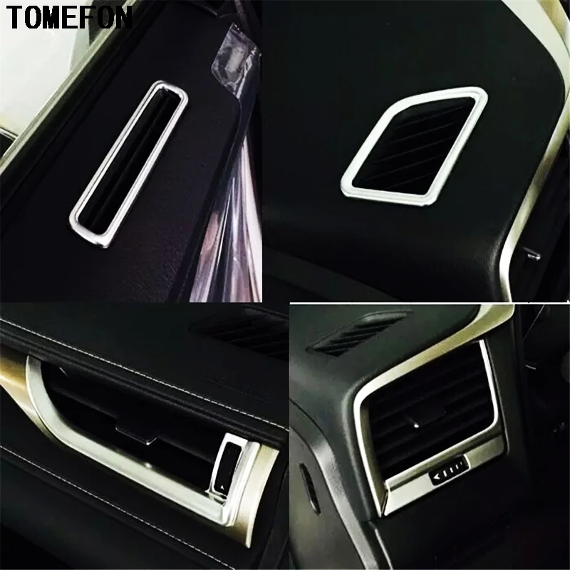 

TOMEFON Auto Cover Styling ABS Chrome Front Console Air Conditioning Outlet Air Vent Cap Sticker Accessories For Lexus RX 2016
