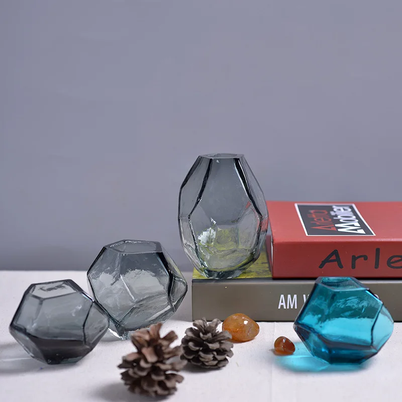 

Creative Vase Tabletop Color Glass Vase Handmade Floral Hydroponic Desktop Flower Container Living Room Office Decoration