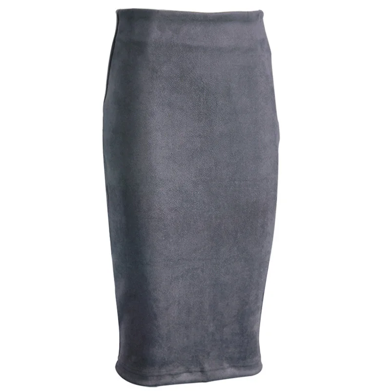 Dark Grey SheBlingBling, Женская юбка, весна-осень, для офиса, для девушек, сексуальная, утолщенная, эластичная, облегающая, до колен, юбки-карандаш размера плюс - Цвет: Dark Grey