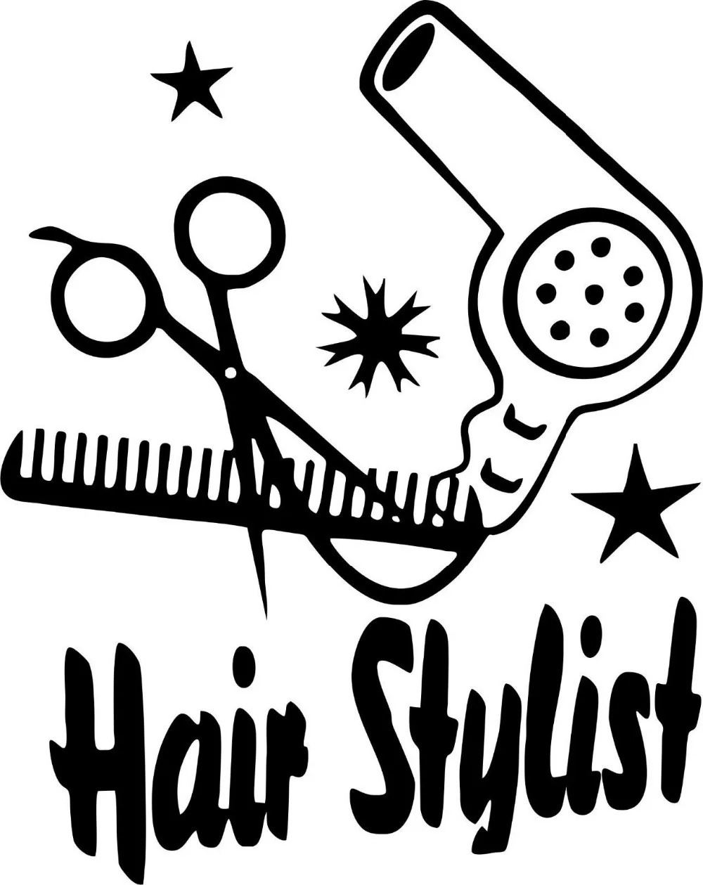 Hair Salon Vinyl Decal Hair Dryer Comb Scciors Design Hair ...