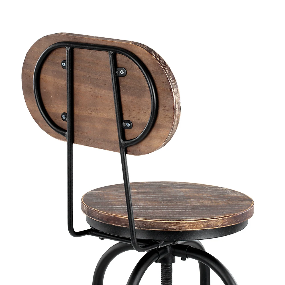 Industrial Style Bar Stool Height Adjustable Swivel Chair Pinewood Top With Backrest Bar Furniture Industrial Style Bar Stool Height Adjustable Swivel Chair Pinewood Top With Backrest Bar Furniture
