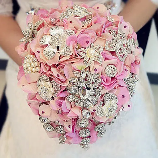 stunning cascading brooch bouquet brooch wedding bride bouquet pink