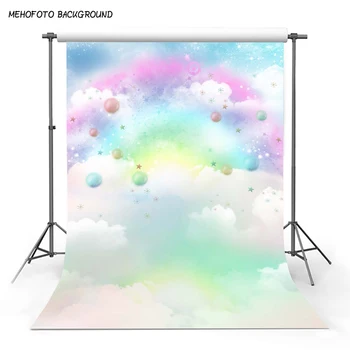 

MEHOFOTO Baby Rainbow Cloud Sky Backdrop for Photography Birthday Party Art Photo Booth Background Props
