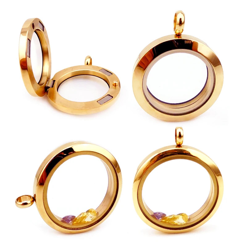 25mm-30mm Round Photo Locket Pendant 316l Stainless Steel Origami Owl Floating Living Lockets and Charms Lockets