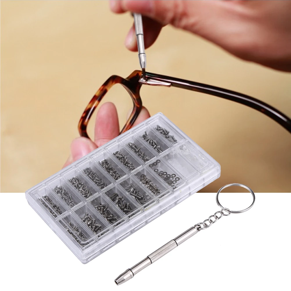 JIEIIFAFH 1000Pcs Glasses Sun Glassess Watches Pad Screw Kit Nut with Screwdriver Repairtools 