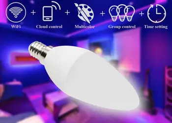 

BOAZ-EC Smart E14 base Candle Light,WiFi Multicolor Dimmable Led Bulb by Alexa/Google Home/IFTTT/Siri,4.5W 320LM RGBCW Lamp,tuya