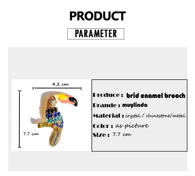 Muylinda попугай Броши с птицами для женщин винтажные эмалированные булавки ювелирные изделия Большая Птица брошь булавки аксессуары