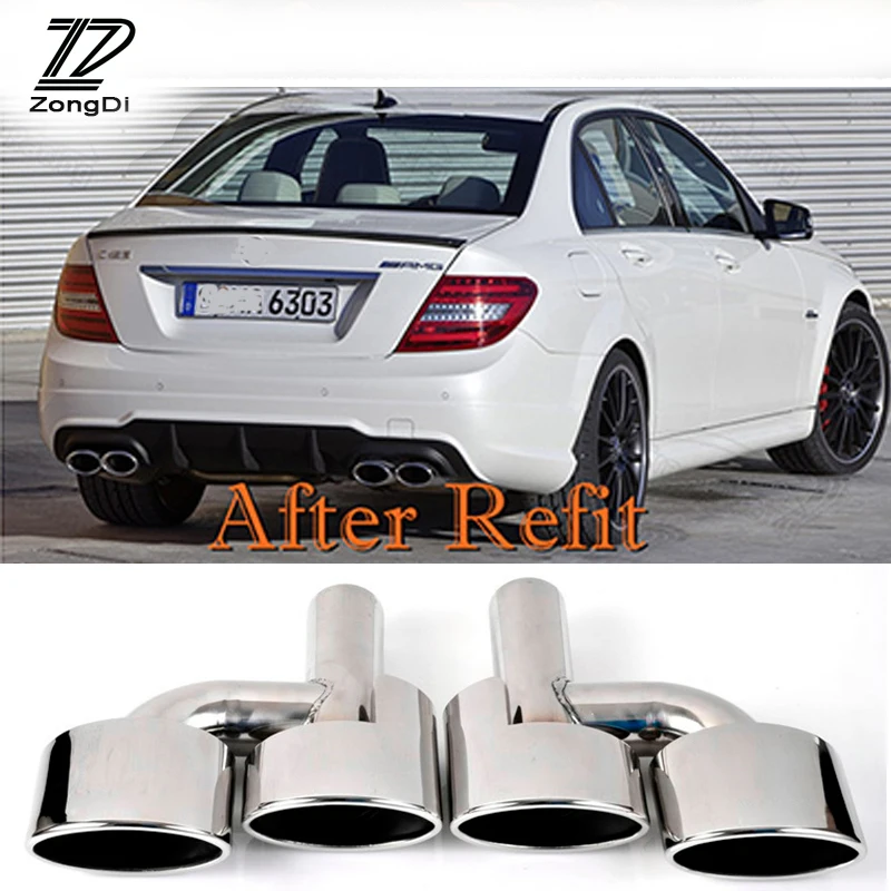 ZD 2 шт. автостайлинг для Mercedes Benz W204 C class C63 C65 хромированный 304 нержавеющая сталь