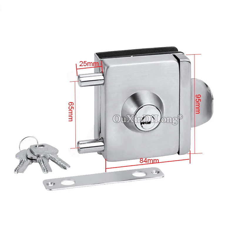 High Quality 1piece Stainless Steel Glass Door Locks With 3pcs