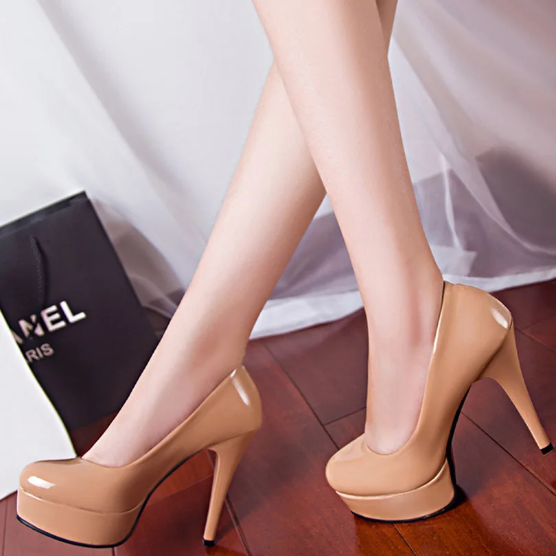 

2017 Spring Women's Pumps Slip-On Pointed Toe platform Thin High Heeled Autumn Office Lady Commuter Fashion plus size red Shoes