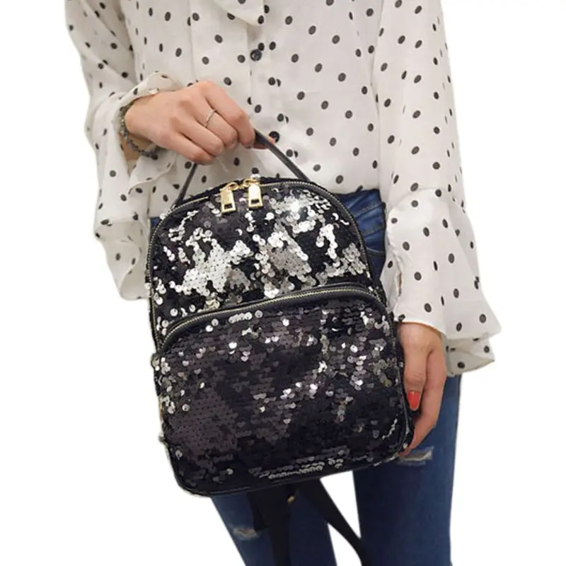 Новый женский рюкзак для девочек, модный рюкзак из искусственной кожи с блестками, школьная сумка на плечо
