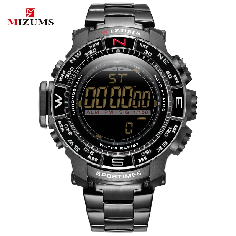

Fashion Men's Sport Watch Man Digital Watches For Men Waterproof Cool Black Steel Band Military Relogio Masculino LED Clock Male