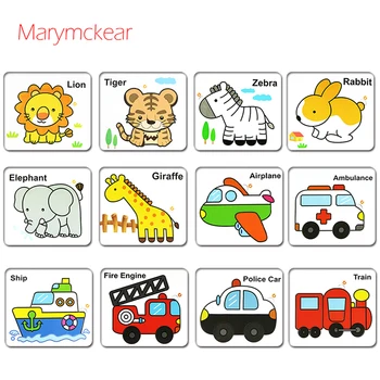 

6 pcs Kids Educational Toy Learning Card Animal Puzzle Jigsaw Puzzle Drawing Card Puzzle Cards with 6 pcs Water Pens Magic Paint