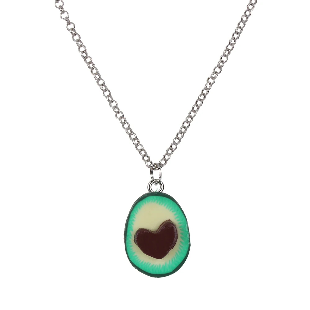

1 Pcs Cute Green Avocado Friendship Pendant Necklace Heart Asymmetric Bff Girlfriend Boyfriend Gift Valentines Day Gift