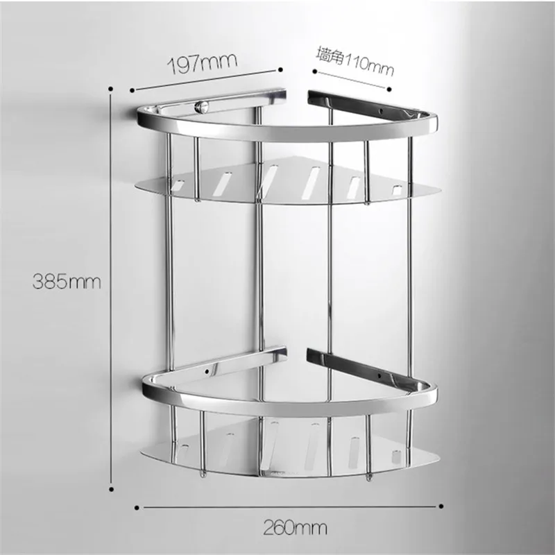 Полки для ванной из нержавеющей стали, 2 уровня, шампунь, мыло, косметические полки, аксессуары для ванной комнаты, органайзер для хранения, держатель для стойки