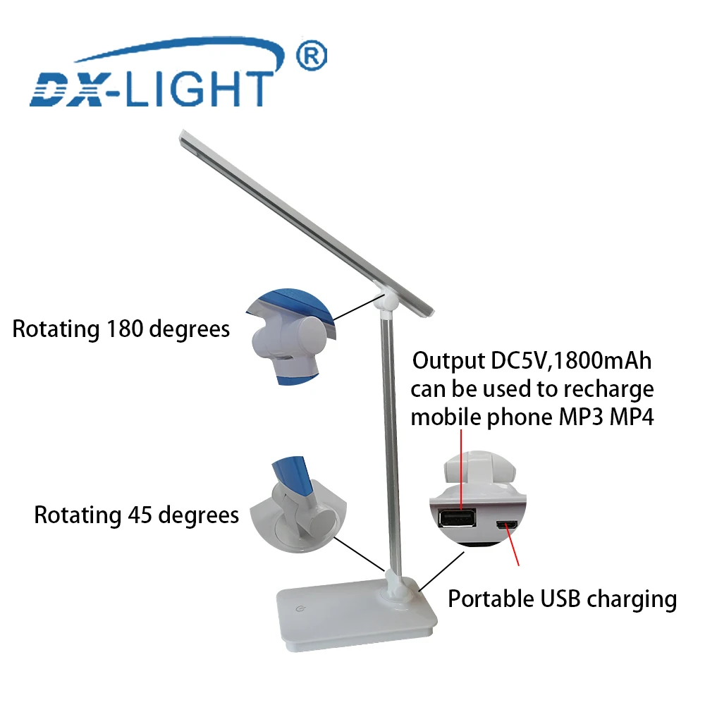 Светодиодный настольный светильник с сенсорным выключателем USB офисная настольная лампа 5 Вт откидной складной настольный светильник с затемнением настольная лампа для настольного компьютера