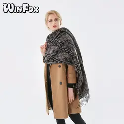 Winfox 2018 новый модный бренд Винтаж Племя черный Пейсли кисточкой жаккардовый шарф Обертывания для женщин