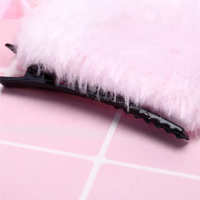 1/2Pcs/Lot White Black Cat Ears With Bell Hair Clip Cosplay Party Fox Long Fur Costume Hair Clip Halloween Gift Hair Accessory 6