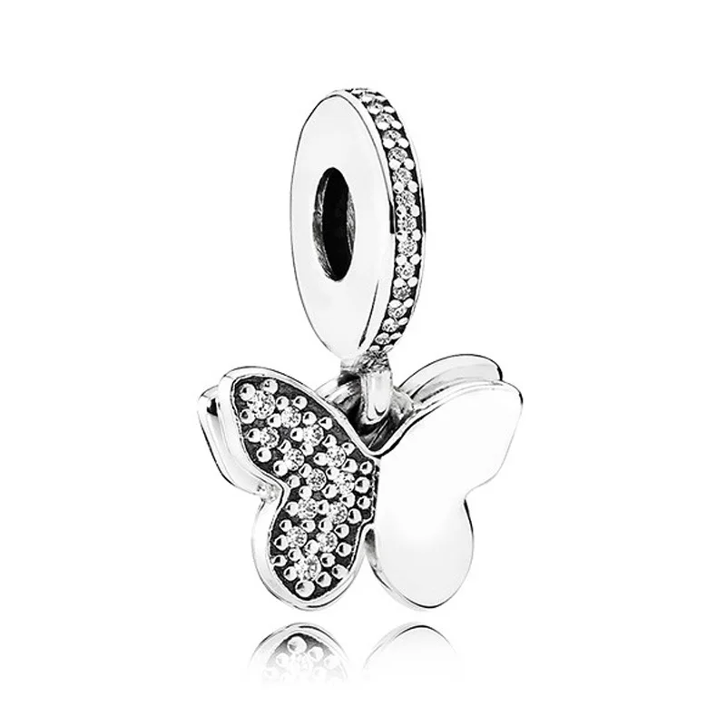 

Authentic 925 Sterling Silver Bead Charm Fluttering Butterfly With Crystal Pendant Bead Fit Pandora Bracelet Diy Jewelry