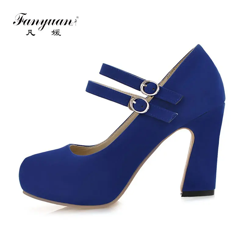 

2018 New Fashion Vintage Mary Janes Heels Women Pumps Wedding Shoes zapatos mujer Sexy High Heels Women Shoes Big Size 34-43