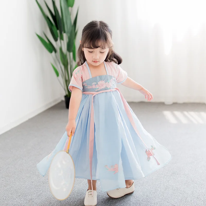 2 8 yrs baby girls embroidery floral long dress simple china tang hanfu